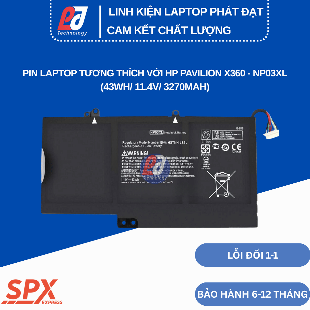 Pin NP03XL – Pin Laptop HP Pavilion X360 và Envy 15 (43Wh/11.4V/3270mAh)