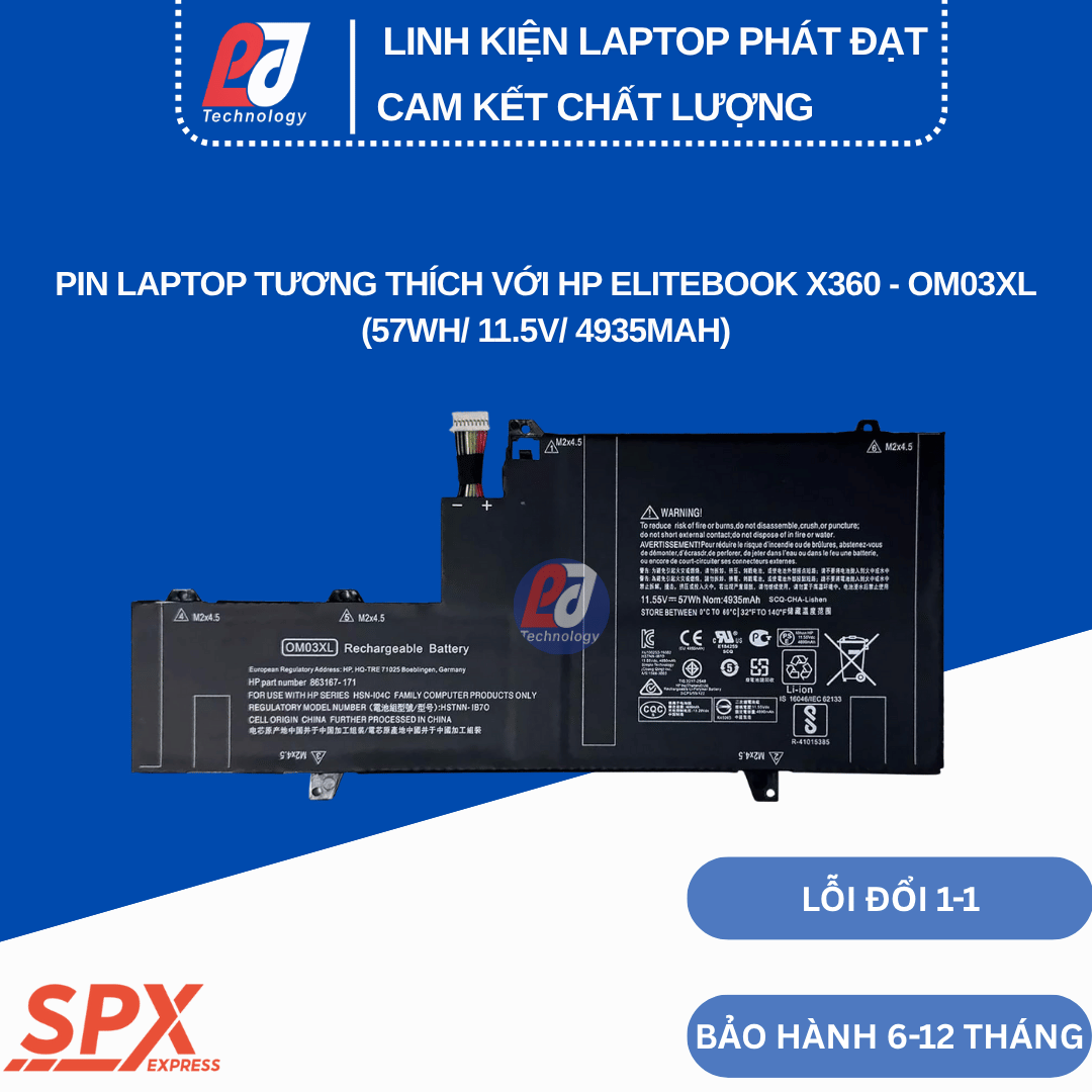 Pin OM03XL – Pin Laptop HP EliteBook X360 1030 G2 (57Wh/11.5V/4935mAh)