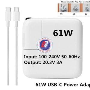 Sạc Macbook 20.3V - 3A (USB PD) / 9V - 3A (USB PD) / 5.2V - 2.4A (61W chuẩn USB-C)