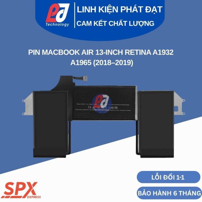 Pin MacBook Air 13 inch Retina A1932 mã A1965 dung lượng 4379mAh điện áp 11.4V