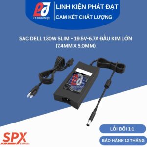 Sạc Dell 130W Slim Kim Lớn thiết kế mỏng nhẹ cho laptop máy trạm Precision và XPS chân cắm kim lớn 7.4mm
