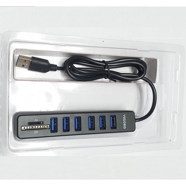 Bộ chia USB 2.0 + đầu đọc thẻ nhớ 8 trong 1 VEGGIEG VC306