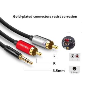 CÁP ÂM THANH 3.5MM RA 2 BÔNG SEN (RCA) DÀI 10M VEGGIEG V-A604