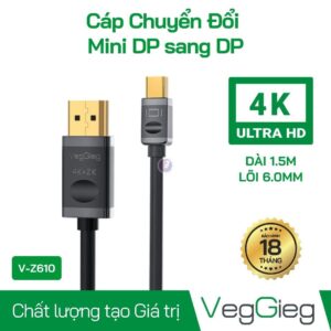 Mini DP to DP 4K Cable Black V-Z610