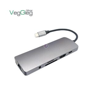 Bộ chuyển HDMI+USB3.0*1+2*2.0+PD100w+Typec2.0+SD/TF+RJ45 100Mbps HUB Grey V-TC10R