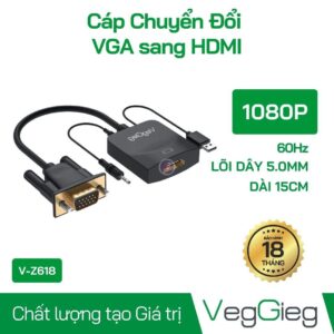 VGA to HDMI Converter with Audio andPower Black V-Z618