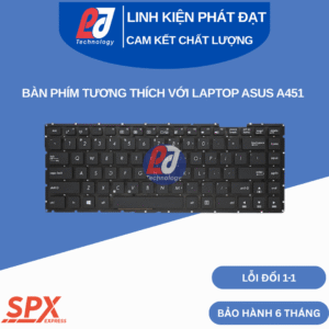 Bàn phím ASUS A451 màu đen, tương thích với nhiều dòng máy, phím chuẩn, cáp kết nối ruy băng.