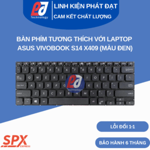 Bàn phím ASUS VivoBook S14 X409 màu đen,layout chuẩn, tương thích nhiều dòng máy, kết nối ruy băng.