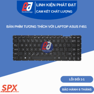Bàn phím ASUS F451 màu đen, tương thích với nhiều dòng máy, phím chuẩn, cáp kết nối ruy băng.