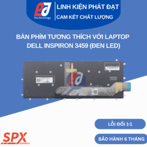 Bàn phím Dell Inspiron 3459 đen led, phím chuẩn, tương thích nhiều model Inspiron, Vostro, Latitude.