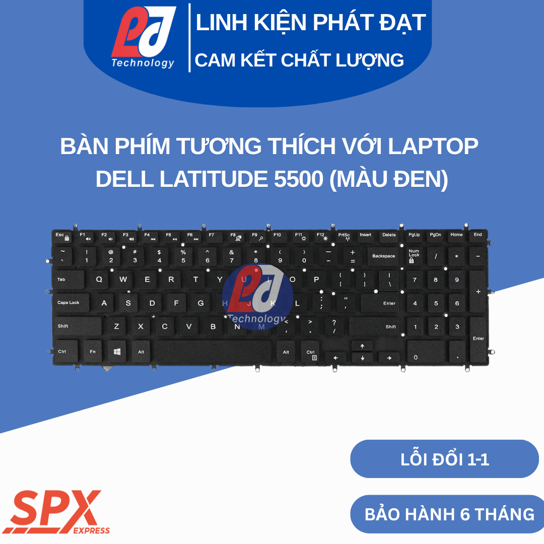 Bàn phím Dell Latitude 5500 màu đen, phím chuẩn, tương thích nhiều model Latitude và Precision.