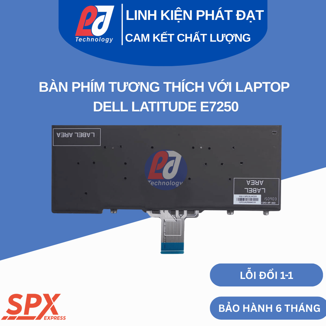 Bàn phím Dell Latitude E7250 màu đen, layout chuẩn, tương thích với E5250 và E7250.