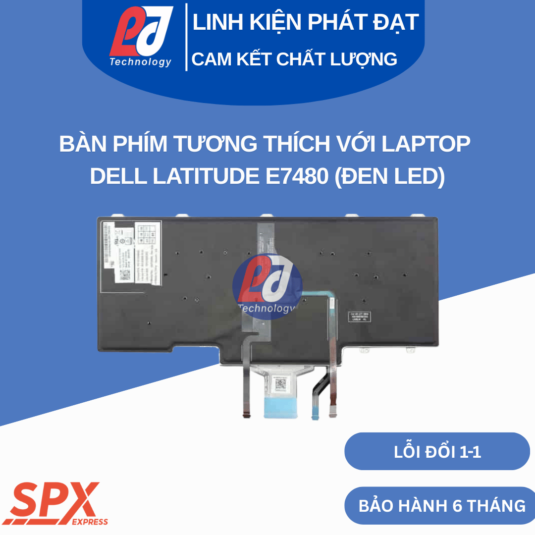 Bàn phím Dell Latitude E7480 đen led, phím chuẩn, tương thích nhiều dòng Latitude.