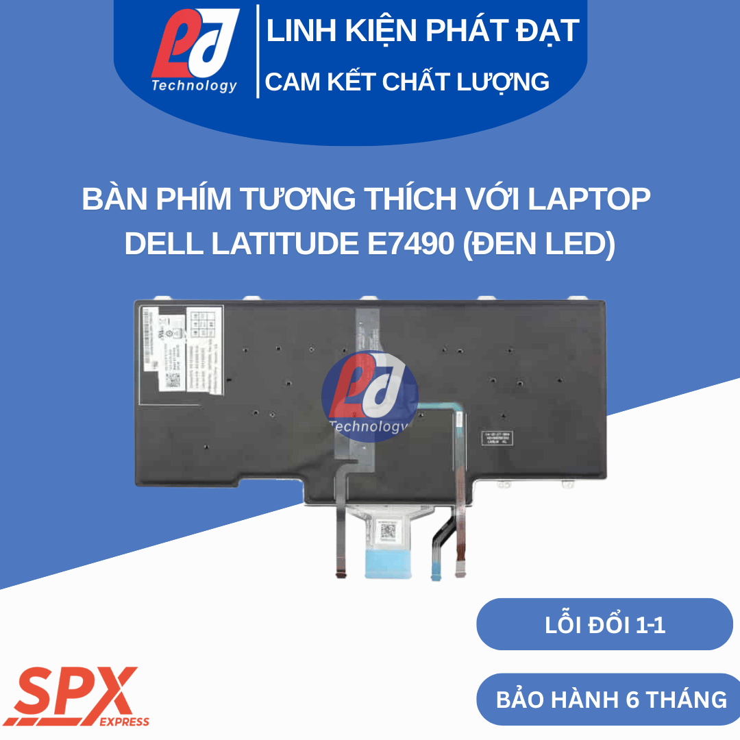 Bàn phím Dell Latitude E7490 đen led, phím chuẩn, tương thích nhiều dòng Latitude.