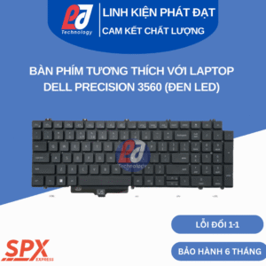 Bàn phím Dell Precision 3560 màu đen, layout chuẩn, tương thích với Latitude và Precision.