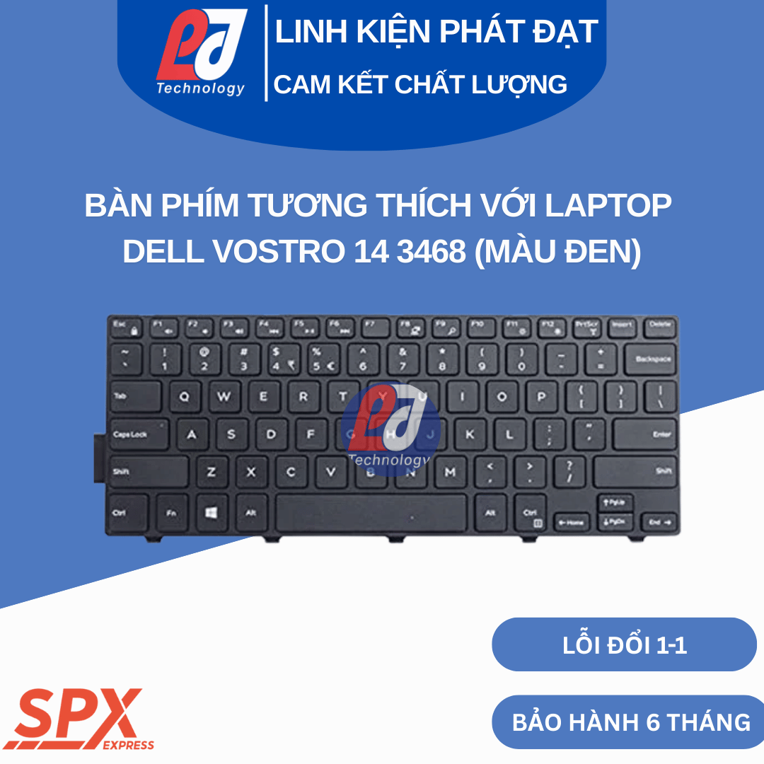 Bàn phím Dell Vostro 14 3468 màu đen, tương thích Inspiron, Vostro và Latitude series.