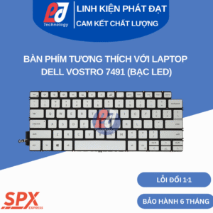 Bàn phím Dell Vostro 3400 bạc led, phím chuẩn, tương thích nhiều model Vostro và Latitude.