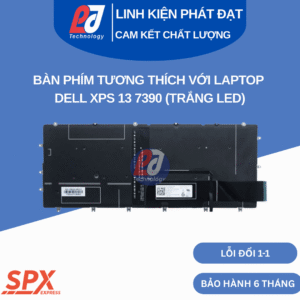 Bàn phím Dell XPS 13 7390 màu trắng, layout chuẩn, có đèn LED, tương thích XPS13 9370/9380/9305/7390.