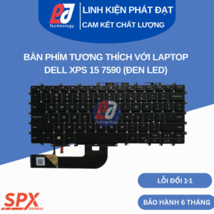 Bàn phím Dell XPS 15 7590 màu đen, layout chuẩn, tương thích với Dell XPS 15 7590 và 9575.