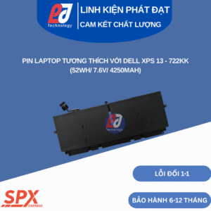 Pin 722KK Dell XPS 13 9343, 9350, 9360, 9370 – 52Wh 7.6V 4250mAh