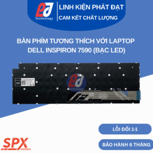 Bàn phím Dell Inspiron 7590 bạc led, layout chuẩn, tương thích nhiều dòng Inspiron.