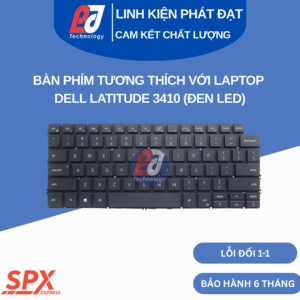 Bàn phím Dell Latitude 3410 đen led, phím chuẩn, tương thích nhiều model Dell.
