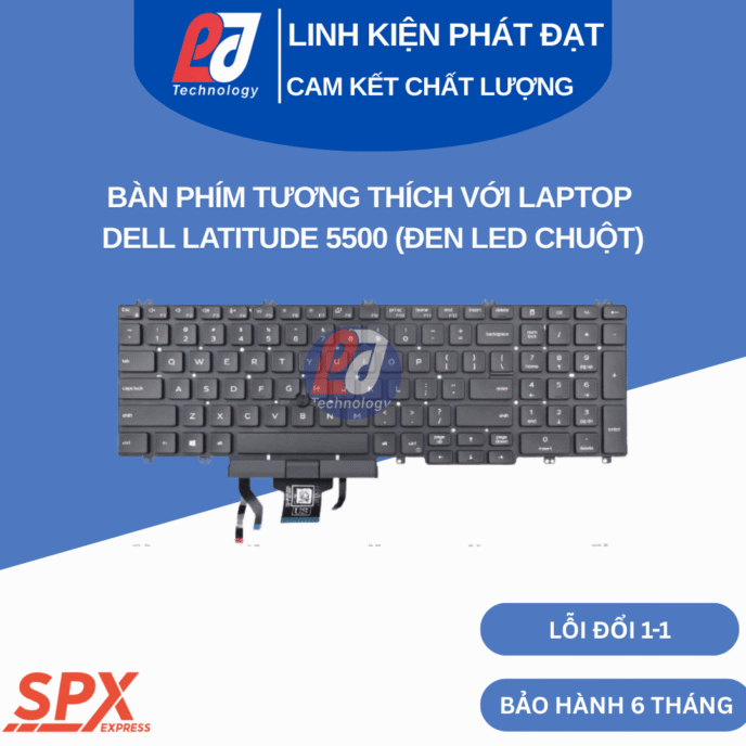 Bàn phím Dell Latitude 5500 đen led chuột, tương thích Latitude và Precision, layout chuẩn.