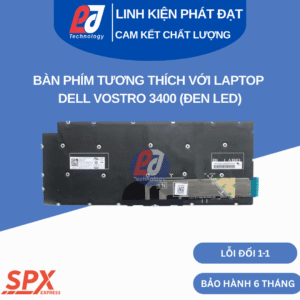 Bàn phím Dell Vostro 3400 đen led, phím chuẩn, tương thích nhiều model Dell.