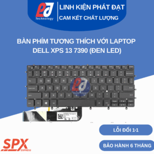 Bàn phím Dell XPS 13 7390 đen led, layout chuẩn, tương thích XPS 13 series.