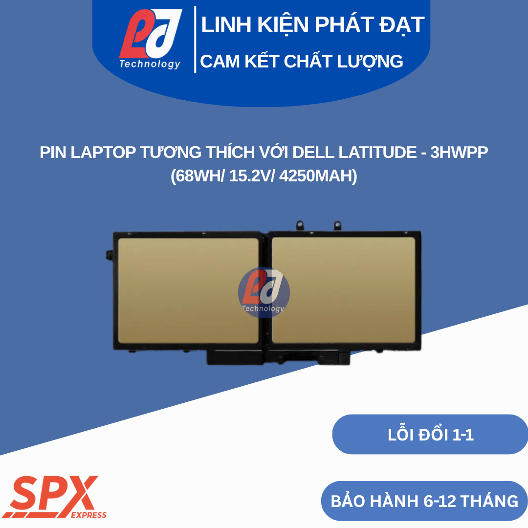 Pin 3HWPP tương thích Dell Latitude 5401, 5410, 5411, 5501, 5510, 5511; Dell Precision 3541, 3551 (68Wh/15.2V/4250mAh)
