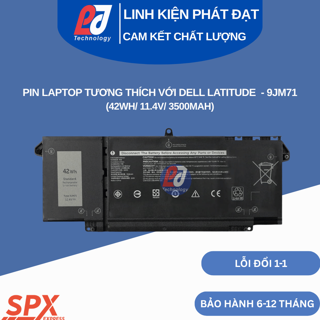 Pin Dell 9JM71 42Wh 11.4V 3500mAh dùng cho Latitude 5320 7320 7420 7520