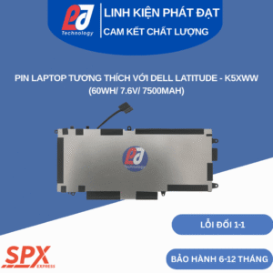 Pin K5XWW cho Dell Latitude 7390, 7389, 5289 2-in-1 (60Wh/7.6V/7500mAh)