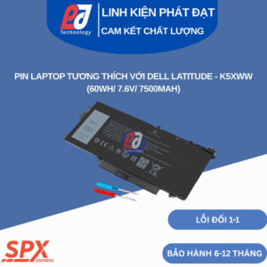 Pin K5XWW cho Dell Latitude 7390, 7389, 5289 2-in-1 (60Wh/7.6V/7500mAh)