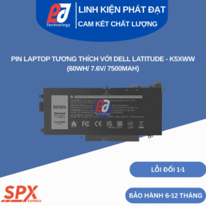 Pin Dell K5XWW 60Wh 7.6V 7500mAh dùng cho Dell Latitude 5289 7389 7390