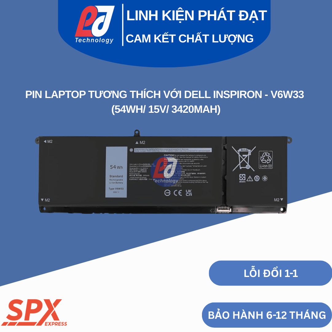 Pin Dell V6W33 54Wh 15V 3420mAh dùng cho Dell Inspiron 3510 3511 5510 5515