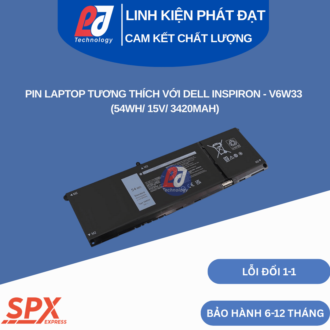 Pin V6W33 Dell Inspiron 3510 3511 3515 5310 5410 (54Wh/15V/3420mAh)