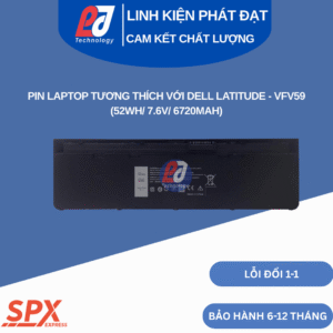 Pin Dell VFV59 52Wh 7.6V 6720mAh dùng cho Dell Latitude E7240 / E7250 / Latitude 12 7000 Series