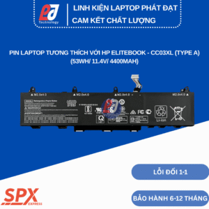 Pin HP CC03XL 53Wh Type A loại 4 tai trên cho laptop HP EliteBook 840 G7 830 G8 ZBook Firefly 14 L77608-421