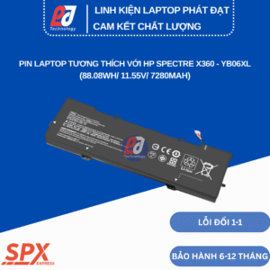 Pin YB06XL – Pin Laptop HP Spectre X360 Convertible (88.08Wh/11.55V/7280mAh)