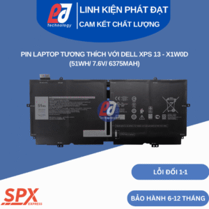 Pin Dell X1W0D 51Wh 7.6V 6375mAh dùng cho Dell XPS 13 7390 9310 2-in-1