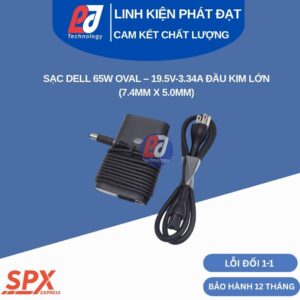 Sạc Dell 65W Oval thiết kế bo tròn đầu kim lớn 7.4mm 5.0mm cho Dell Latitude Inspiron Vostro OptiPlex