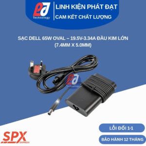 Sạc Dell 65W Oval thiết kế bo tròn đầu kim lớn 7.4mm 5.0mm cho Dell Latitude Inspiron Vostro OptiPlex