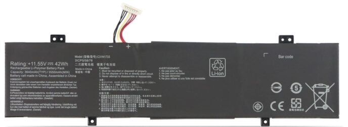Pin Asus C31N1733 cho Asus VivoBook Flip 14 TP412UA TP412FA dung lượng 42Wh