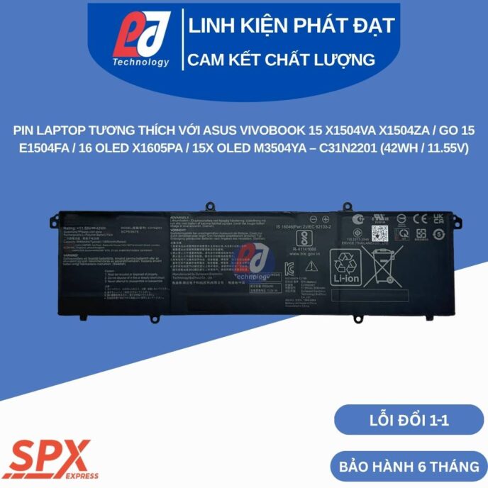 Pin Asus C31N2201 11.55V 42Wh cho VivoBook X1504 X1605