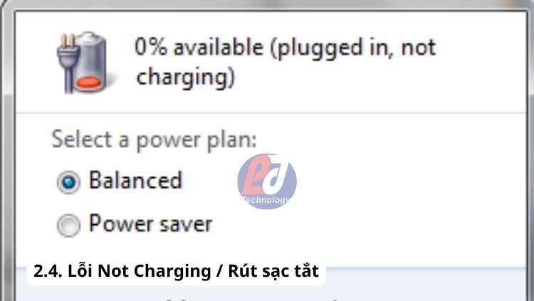 Lỗi cắm sạc không vào điện biểu hiện dấu hiệu pin laptop bị chai hỏng