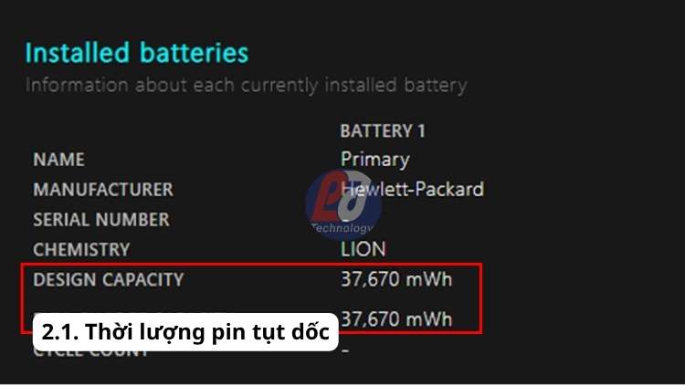 Thời lượng pin tụt dốc không phanh là dấu hiệu pin laptop bị chai