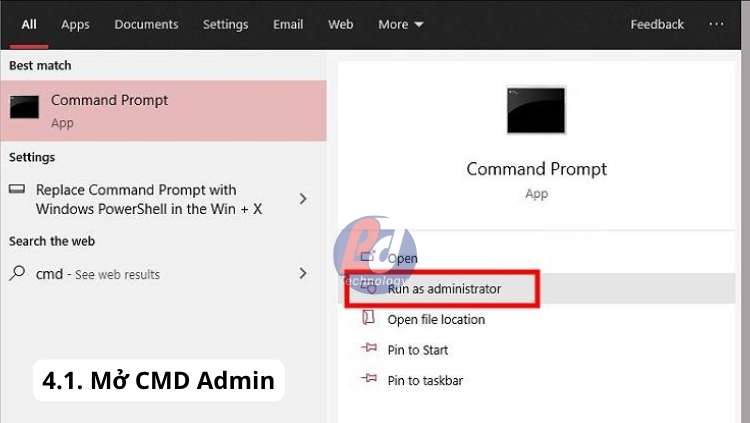 Mở Command Prompt quyền Admin để kiểm tra dấu hiệu pin laptop bị chai