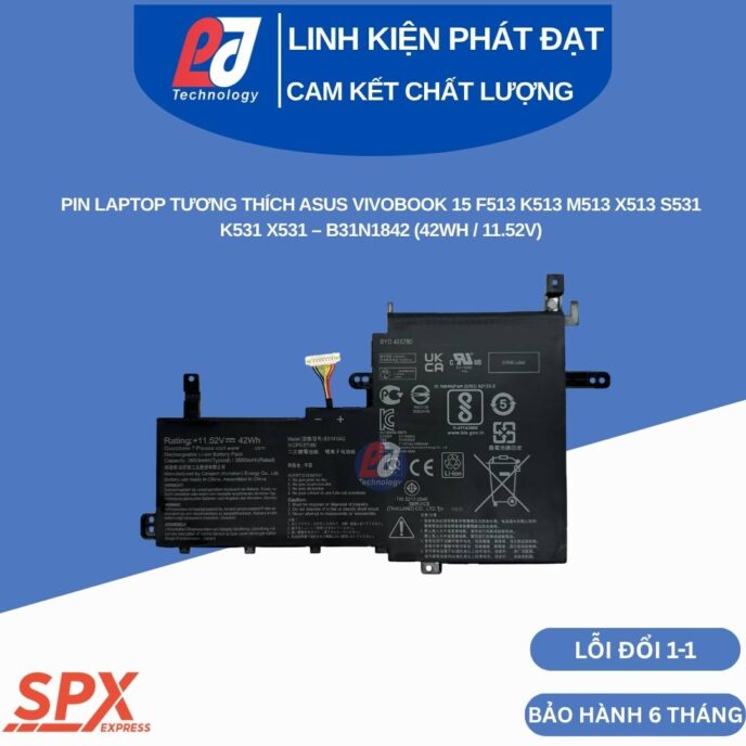 Pin Asus B31N1842 B31BME1 11.52V 42Wh cho VivoBook 15